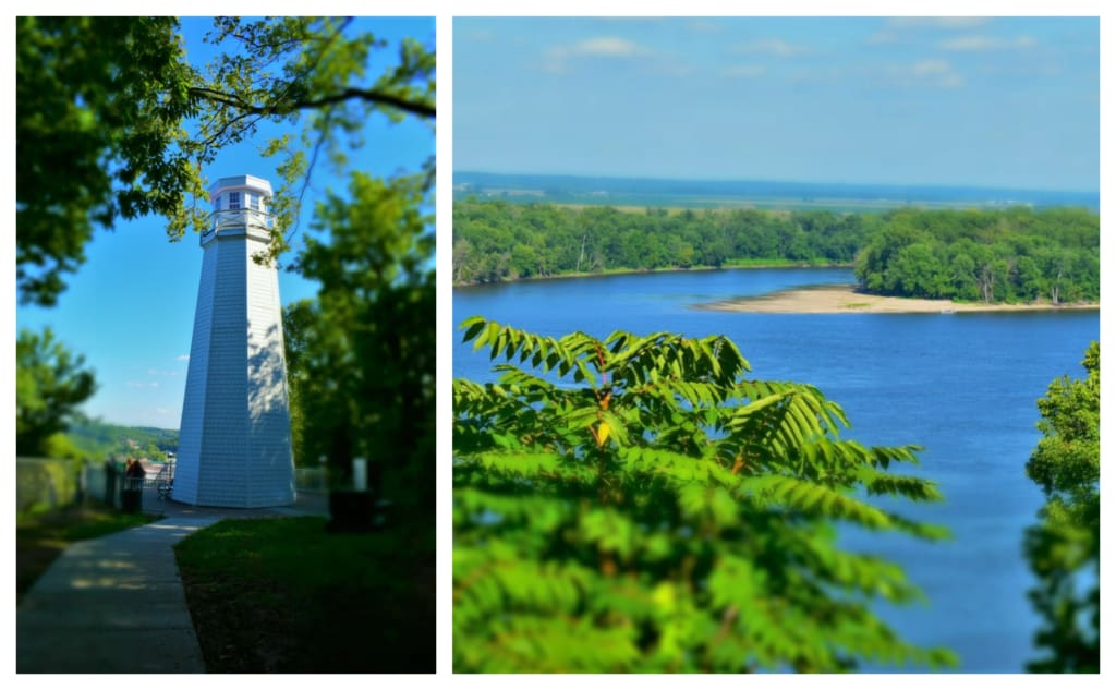 The Mark Twain Memorial Lighthouse is the perfect spot for observing the mighty Mississippi River. 