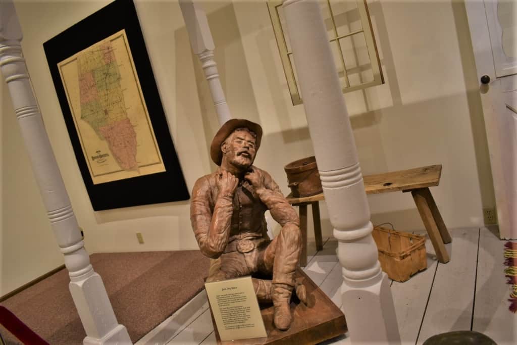A statue decorates an exhibit on the history of Boone County. 