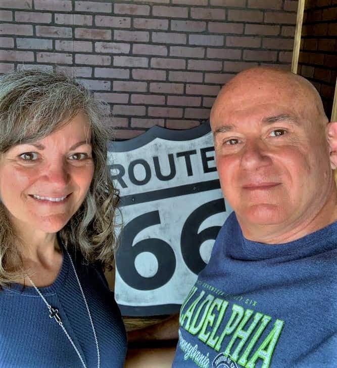 The authors enjoy a short break from a Route 66 road trip. 