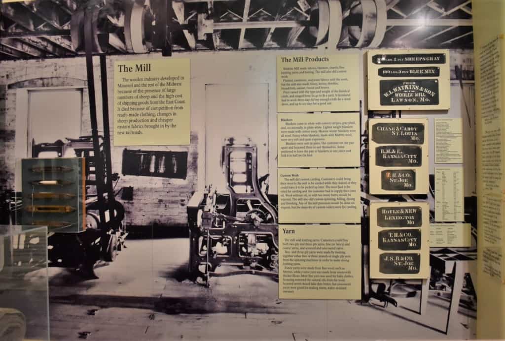 Story boards are used to supply information to visitors about the woolen mills operations. 