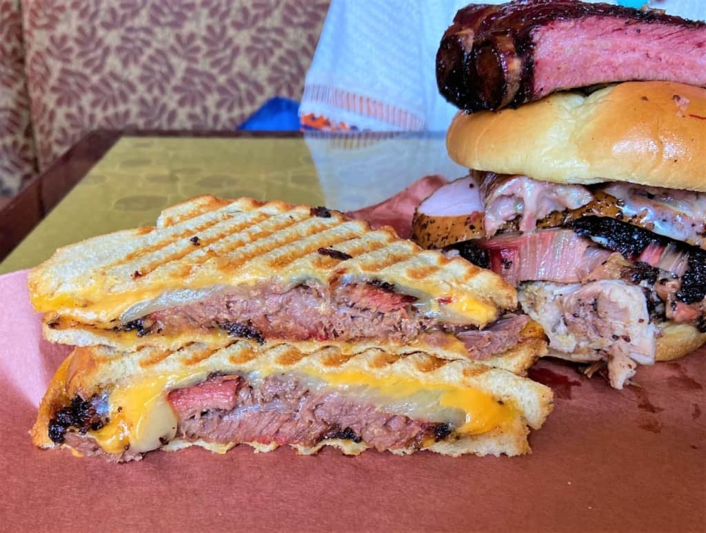 The Brisket Grilled Cheese sandwich is a huge hit for this new kid in town barbecue spot. 