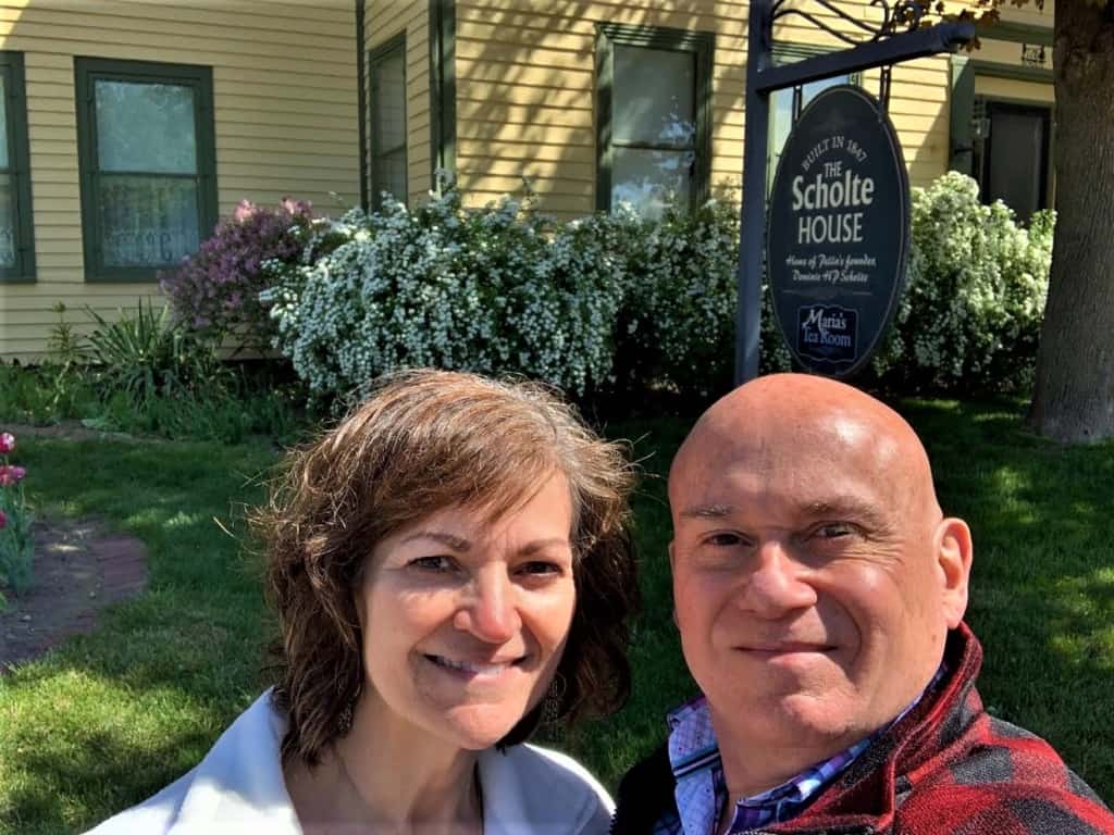 The authors enjoy selfie time during a visit to the Scholte House Museum. 