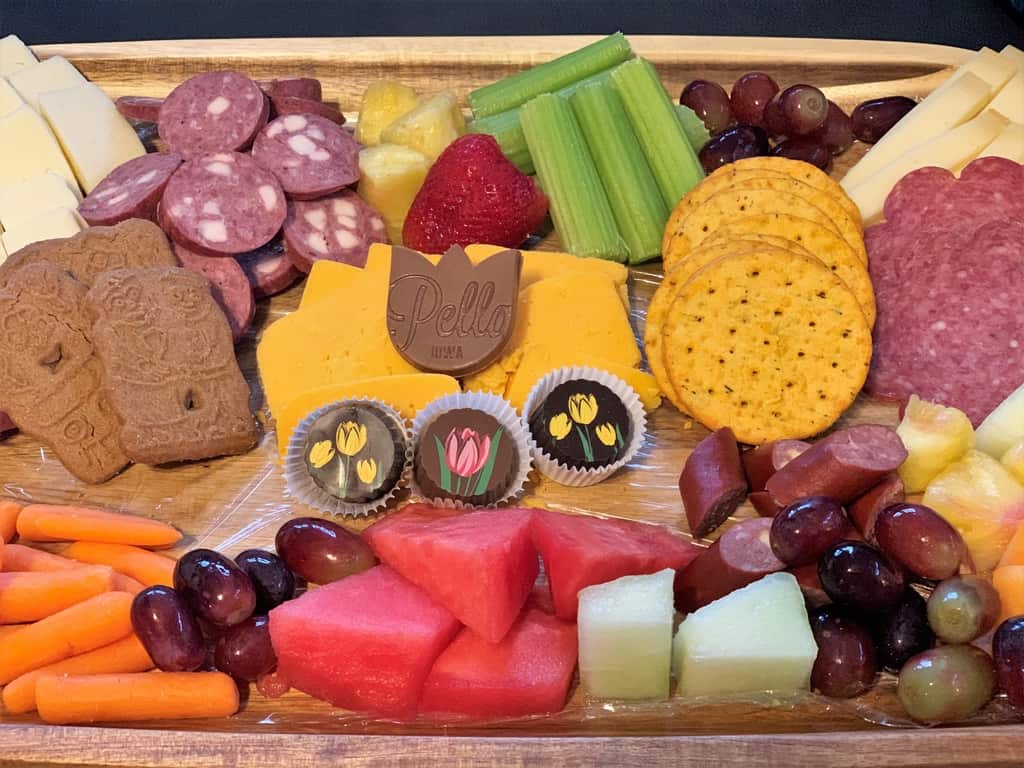 Our board contained the treats we found during our charcuterie trail adventure.