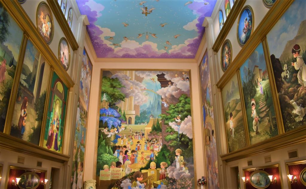 The intricately decorated chapel is filled with hand-painted artwork. 