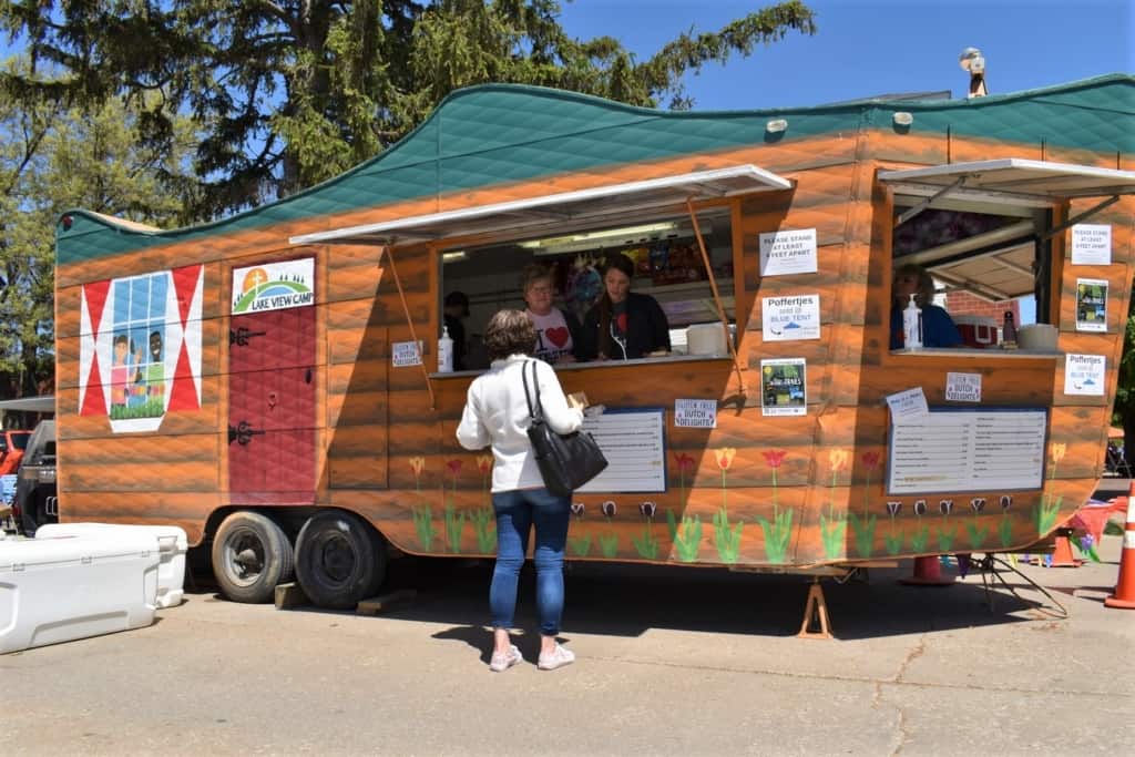 The author visits a food truck during the Tulip Time festival in Pella. 