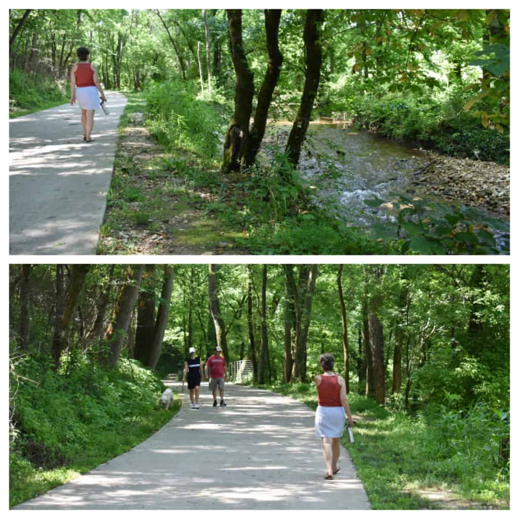 The shady path is an exercise diversion during a nature break at Coler Mountain Bike Preserve. 