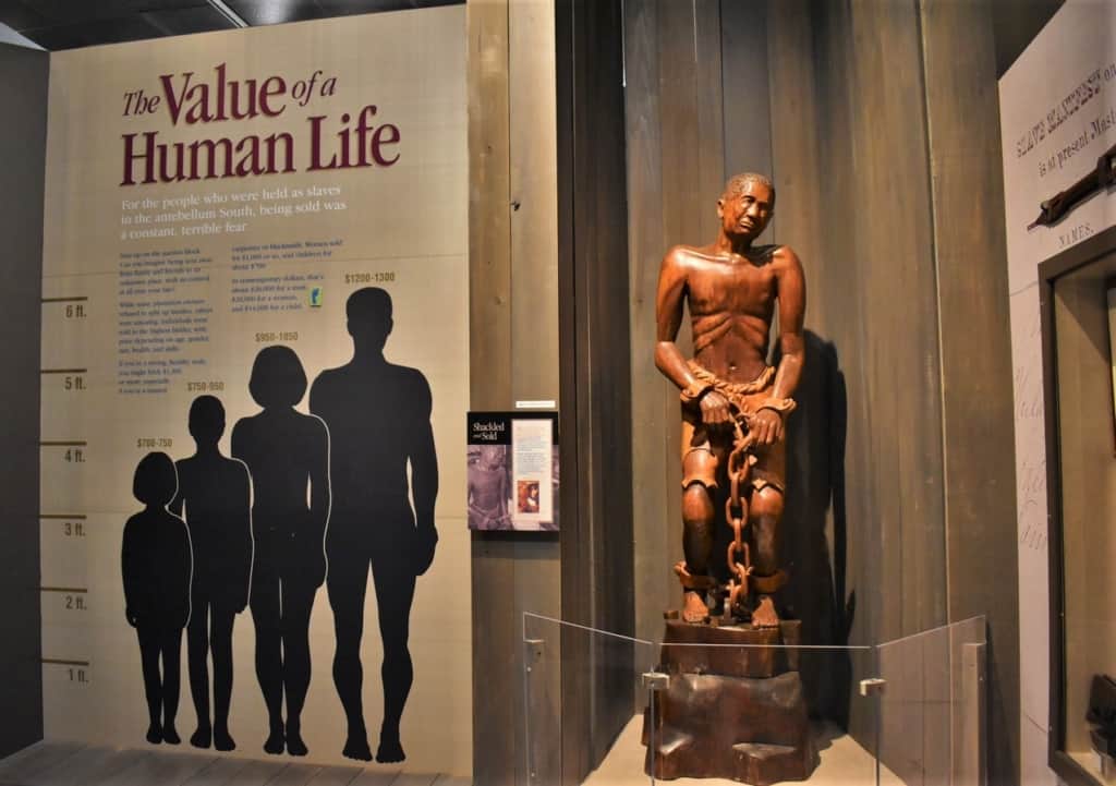 This exhibit on the value of human life shows how human life was valued for slaves. 