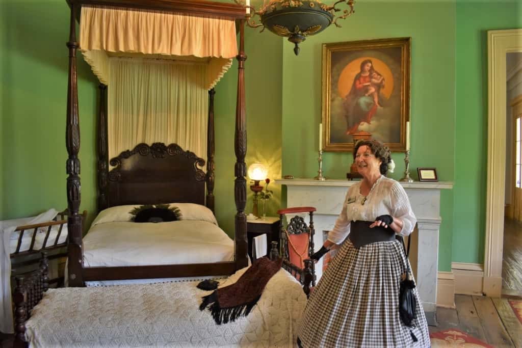 Our tour guide shows off the luxury afforded to the family who inhabited Destrahan Plantation. 