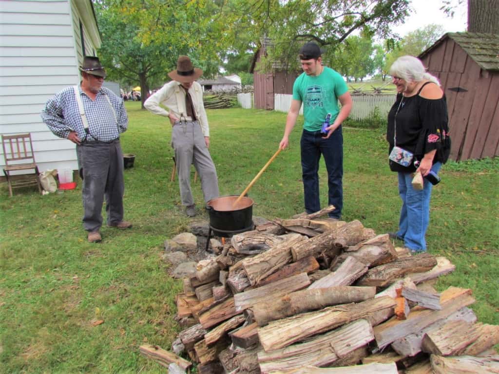 The crowds are encouraged to take a hands-on approach during their visit to Missouri Town 1855.