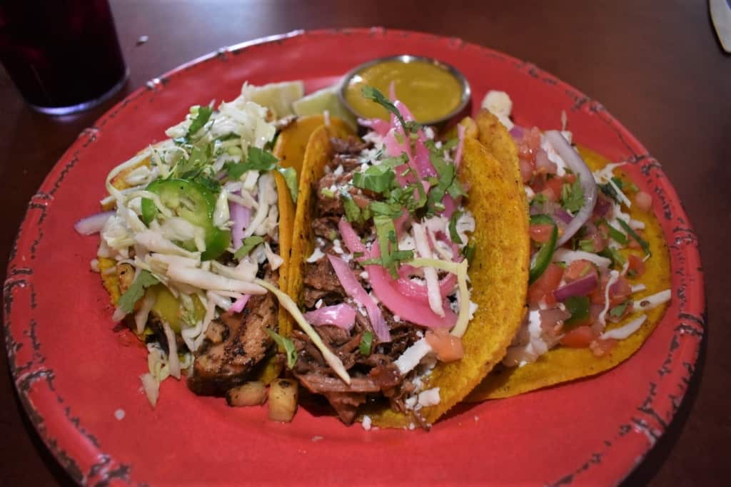 A trio of tacos brought a wide range of flavors to our taste buds. 