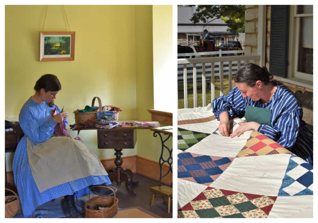 Quilting was an important task during the pioneer days at the Mahaffie Stagecoach Stop. 