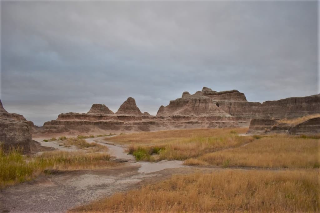 The alien landscape of the Badlands in early morning.