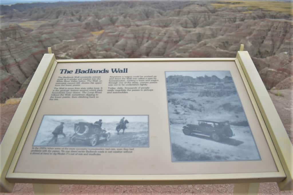 Signage at Badlands tells the history of this site. 