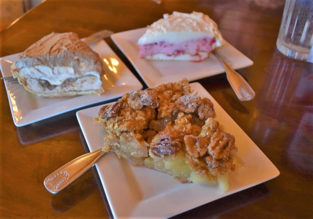 A trio of pie slices showcase the power of pie to tempt diners. 