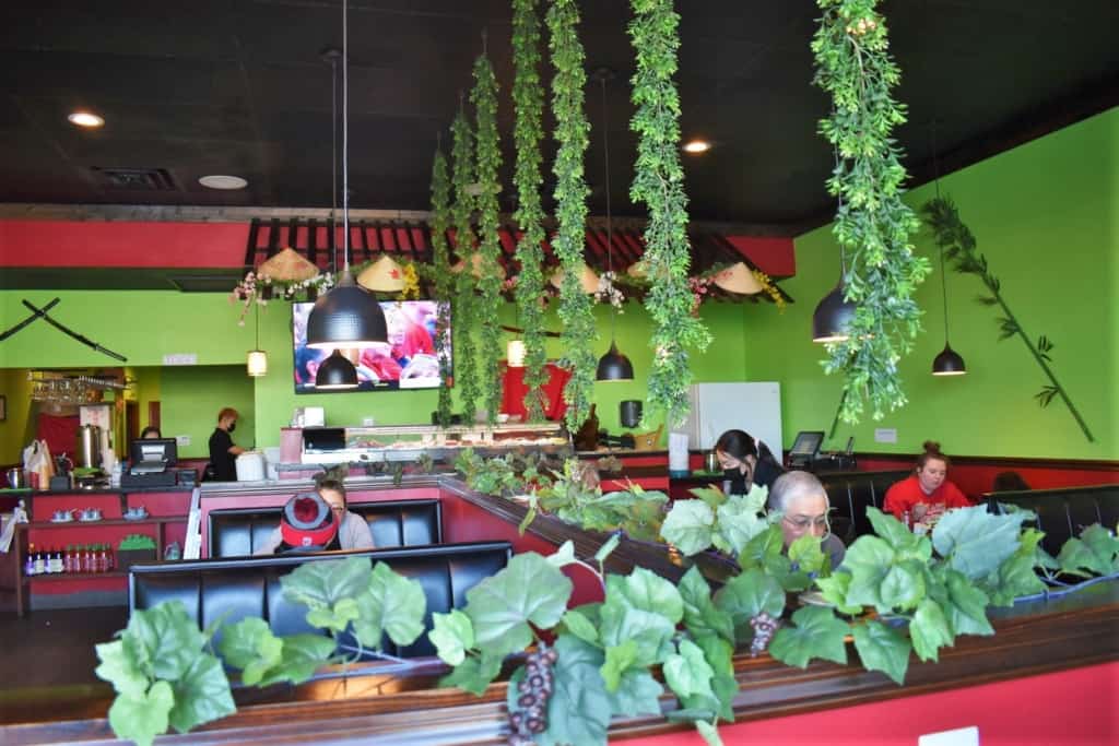 The brightly colored interior is inviting to diners at Naree Kitchen. 