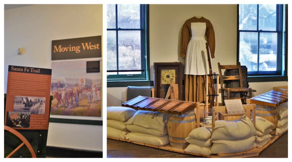 Exhibits at the Shawnee Indian Mission help visitors understand what travel along the trails west would have been like. 