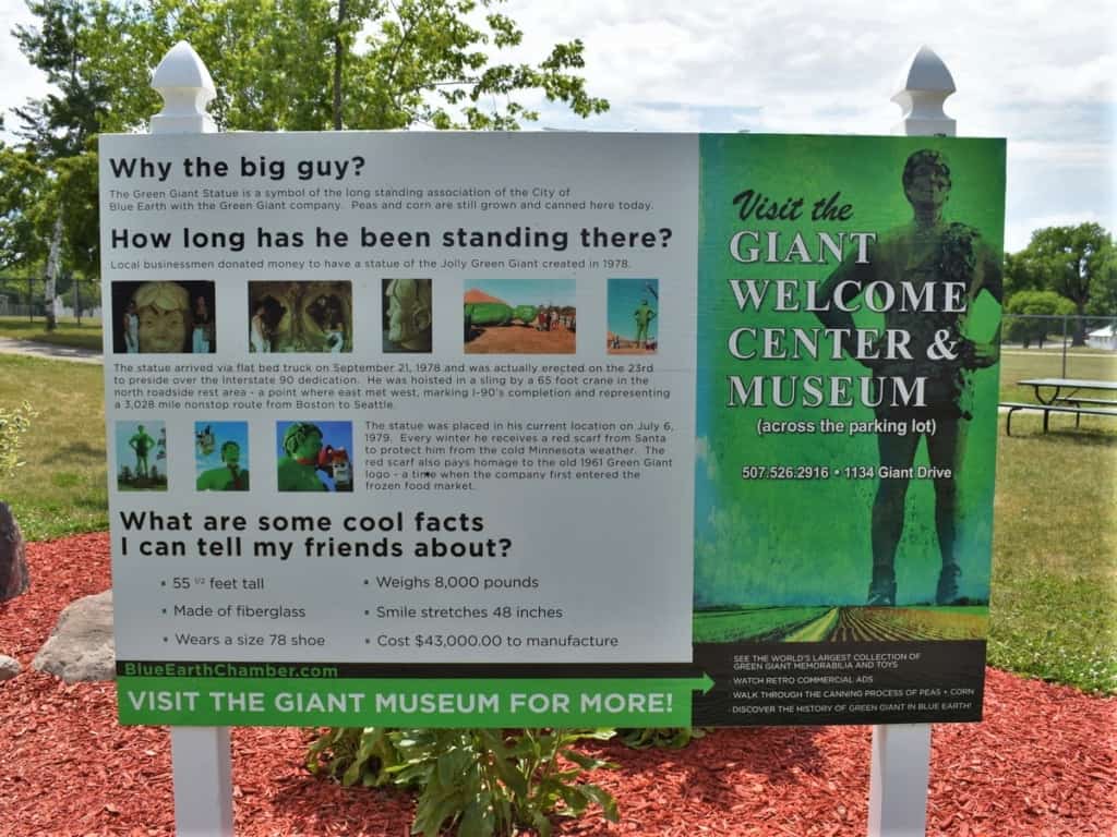 Outside of the Green Giant Museum we found signage telling a little history of the big guy.
