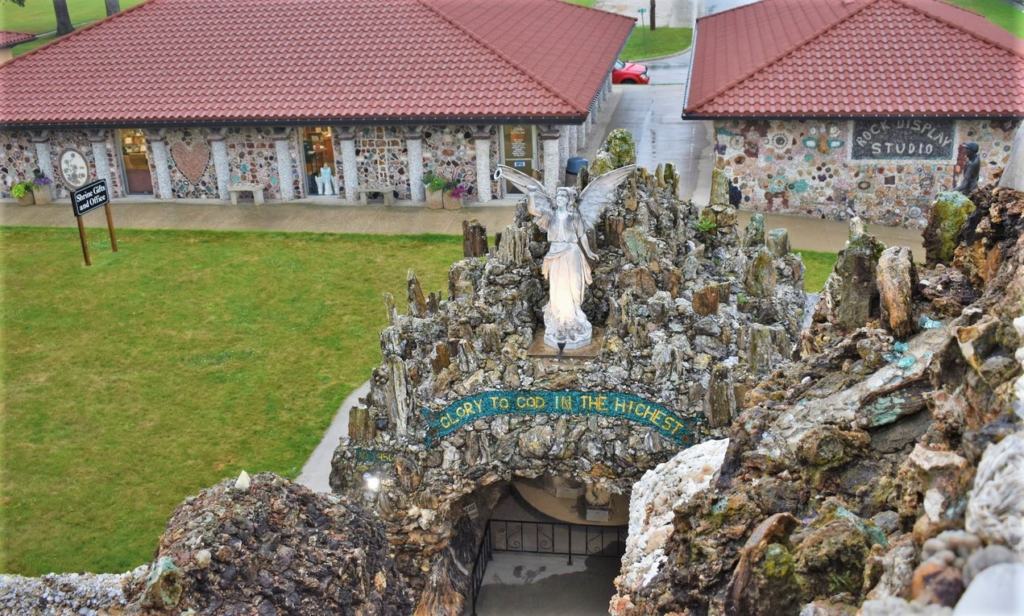 The view from on top of the Grotto of Redemption includes sight of the visitors center. 