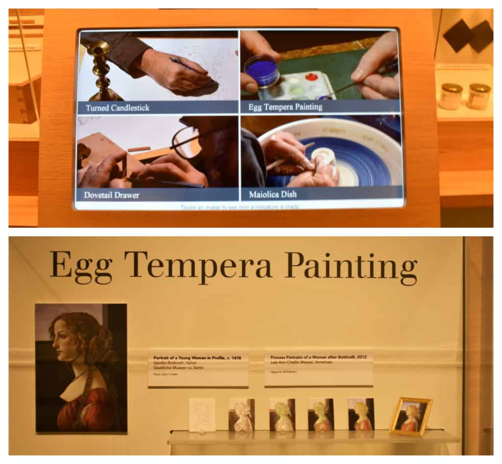 This exhibit details the process of creating a tempura artwork. 