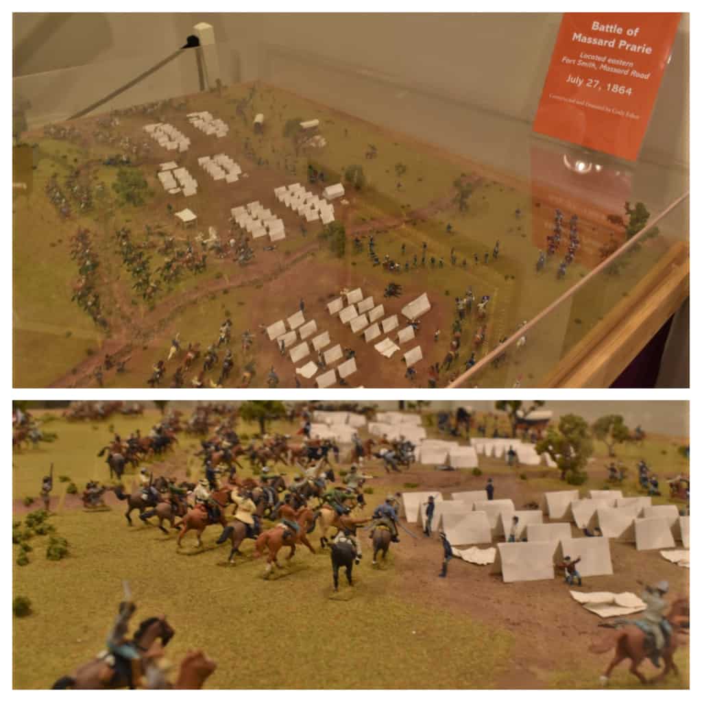 A diorama shows details from a Civil War battle near Fort Smith. 