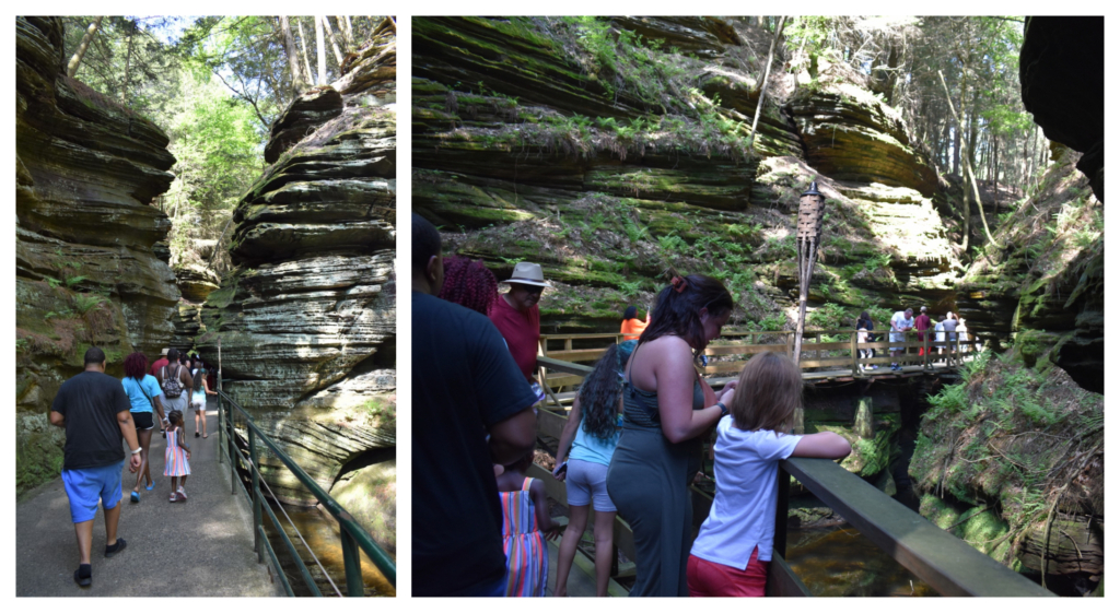 Riders from the Dells Boat Tour take a break from the water to explore Witches Gulch. 