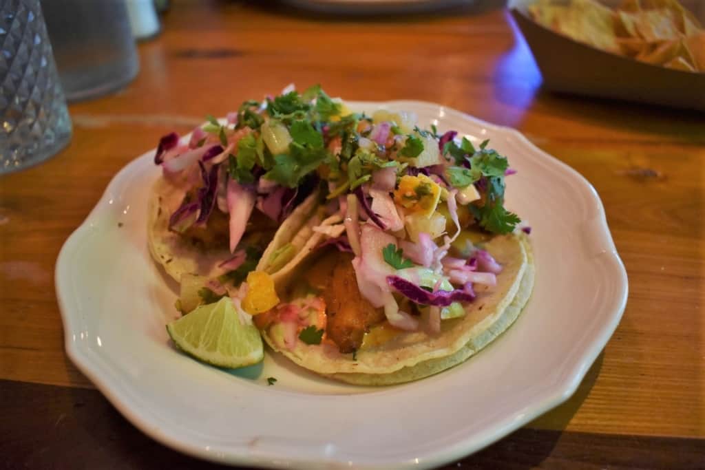 A pair of Fish Tacos lend plenty of flavor and color to our table at Madison's tempting taqueria. 