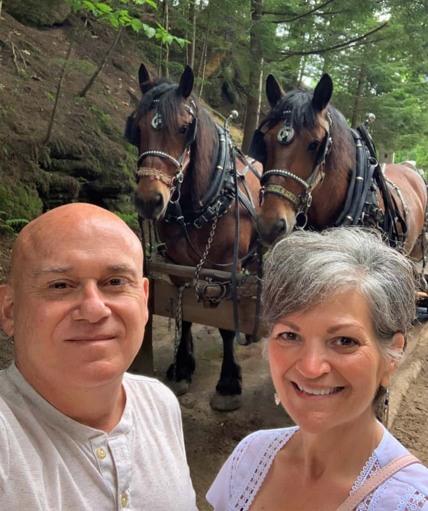 The authors pose for a selfie after a visit to Lost Canyon Horse Tours. 