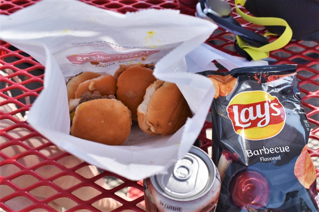 A bagful of burgers makes a great lunch during a visit to Salina, Kansas. 