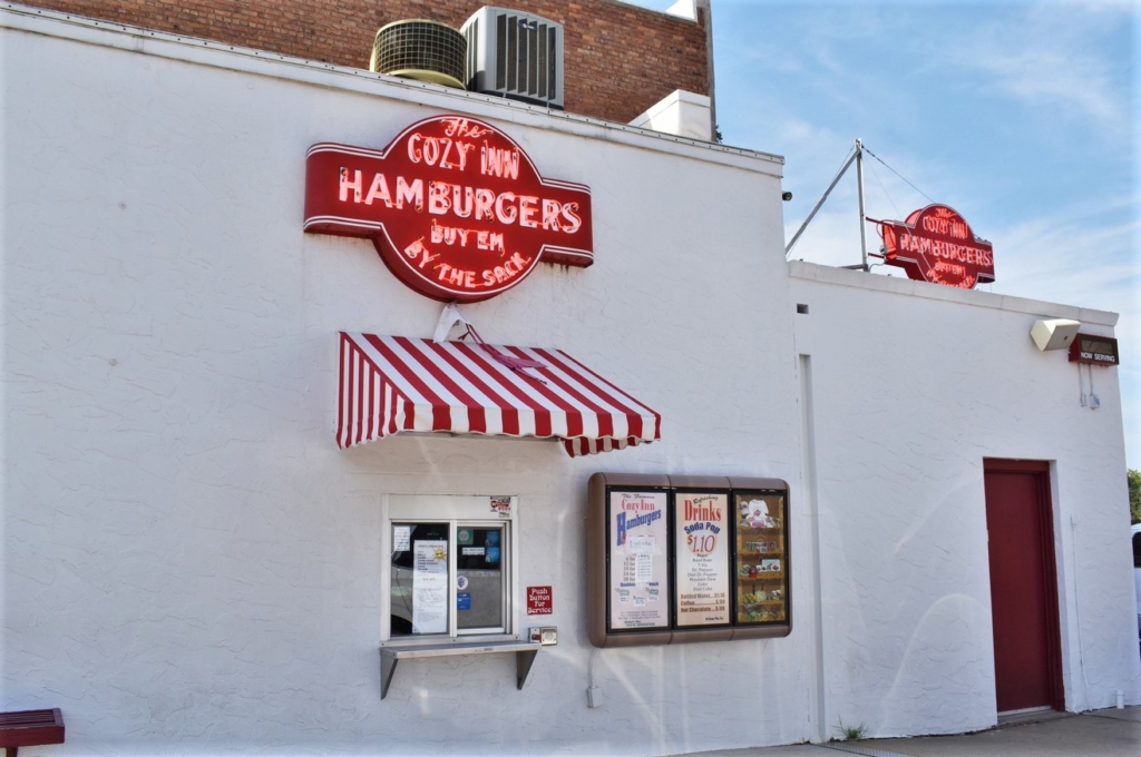 A visit to Salina, Kansas wouldn't be complete without a stop at The Cozy Inn for burgers by the bagful. 