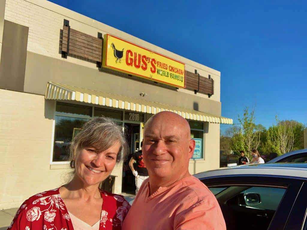 The authors relish their recent meal at Gus's World Famous Fried Chicken.