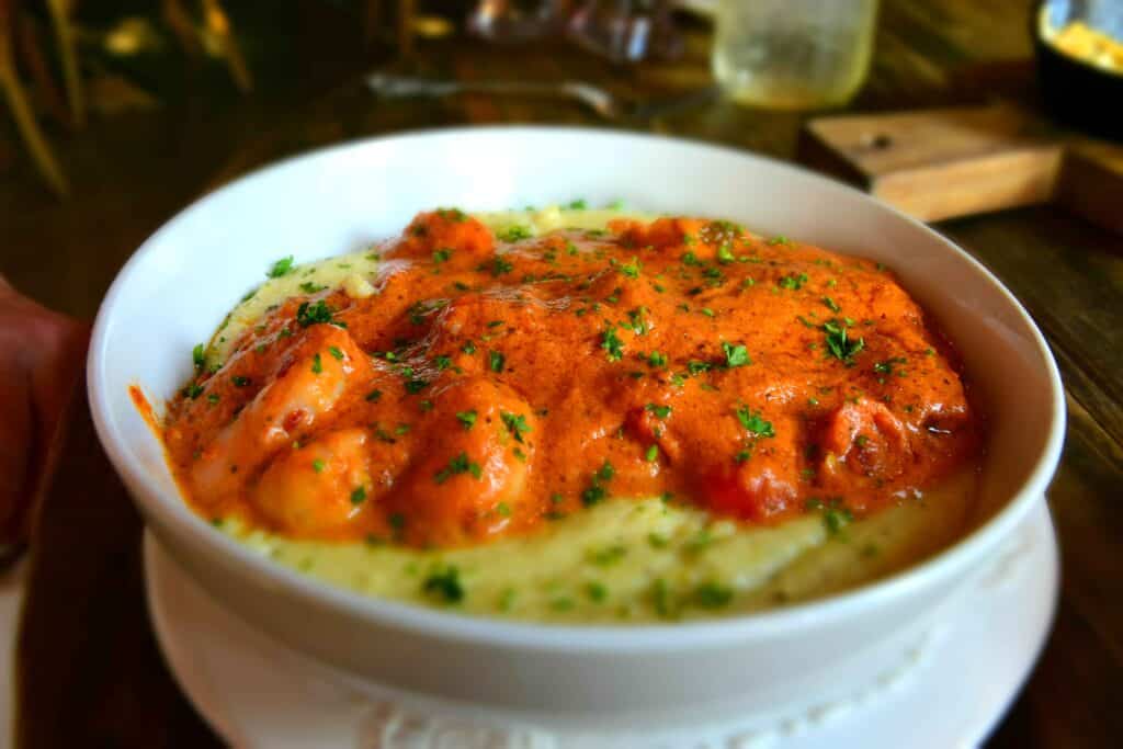 Gulf Shrimp & Grits is a dish packed with flavor.