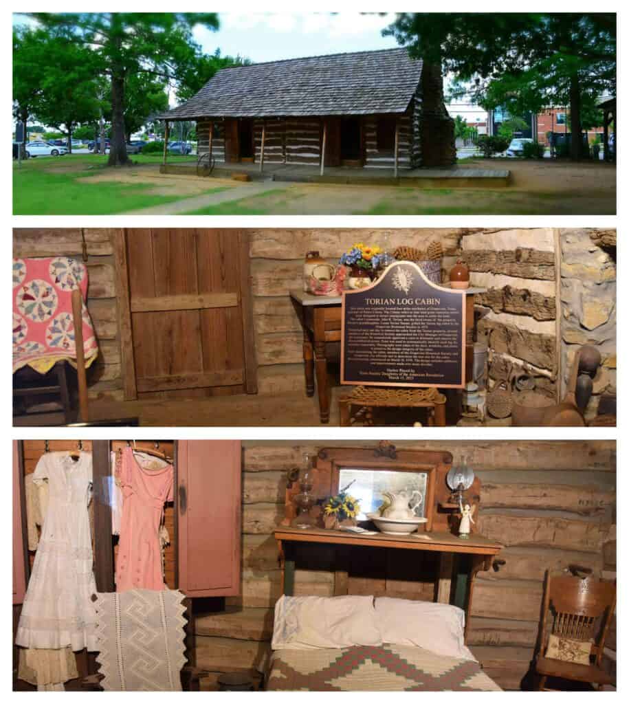 Visitors can explore an original cabin in downtown Grapevine, Texas.