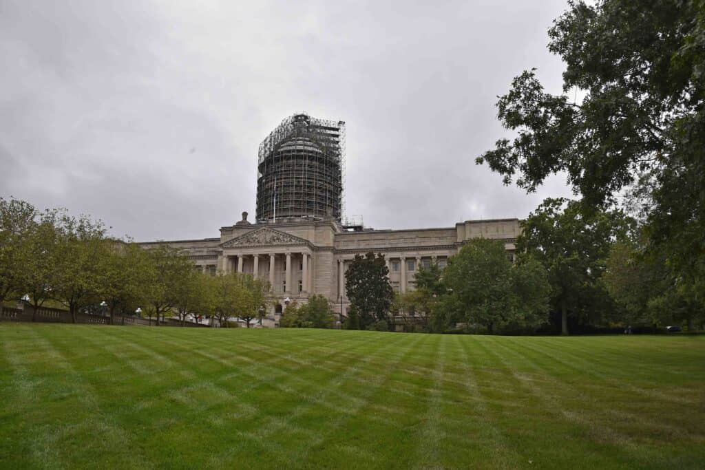 Our timely visit to the Kentucky State Capitol found it shrouded in scaffolding.