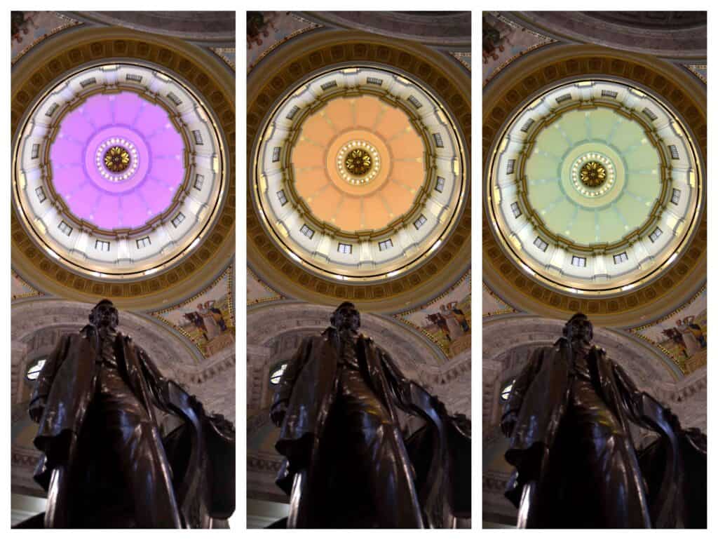 In Frankfort, we discovered a rotunda that changes colors.