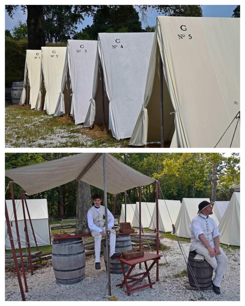 Outdoor exhibits at the American Revolution Museum at Yorktown.