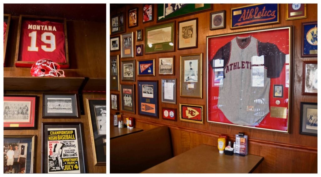 We spotted tons of Kansas City sports memorabilia.