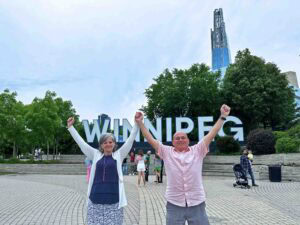 The authors pause for a selfie at The Forks, which is one of the top Winnipeg attractions.