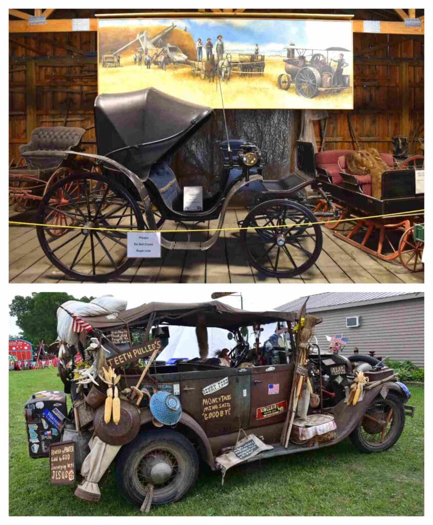 A pair of old vehicles suggests the changes that transpired over a short few decades.