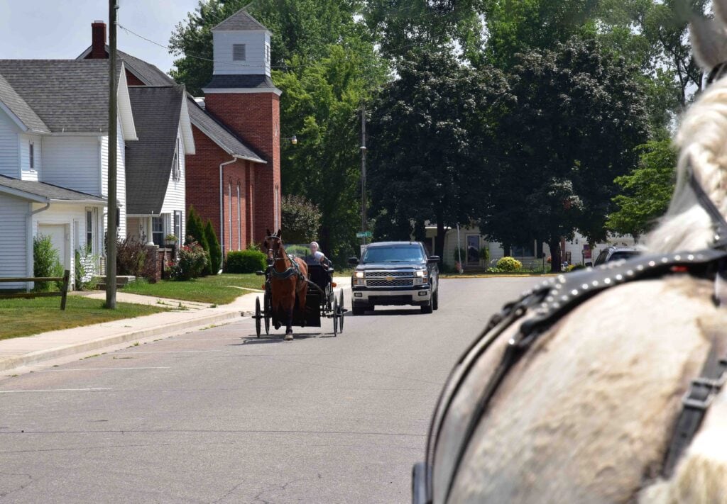 The steady clip-clop of horse hooves was a familiar sound we found while getting around Shipshewana.