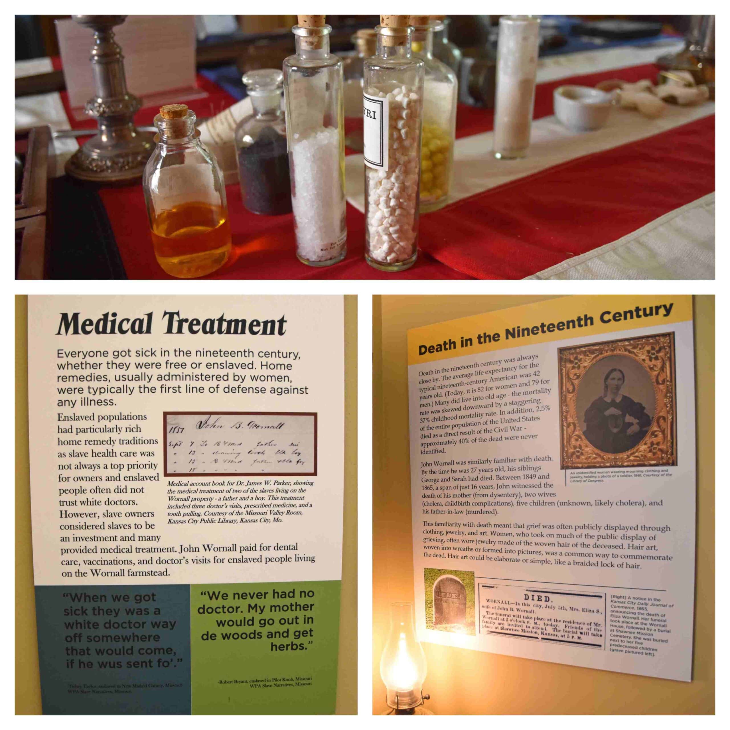 Exhibits showcase the brutality of war and the lack of refined medical treatment in the Civil War period.