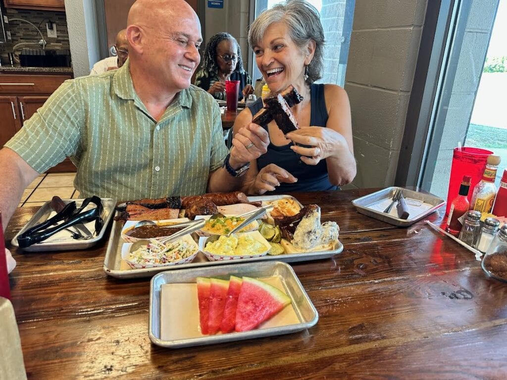 The authors are preparing to sample the ribs at Scott's Kitchen.