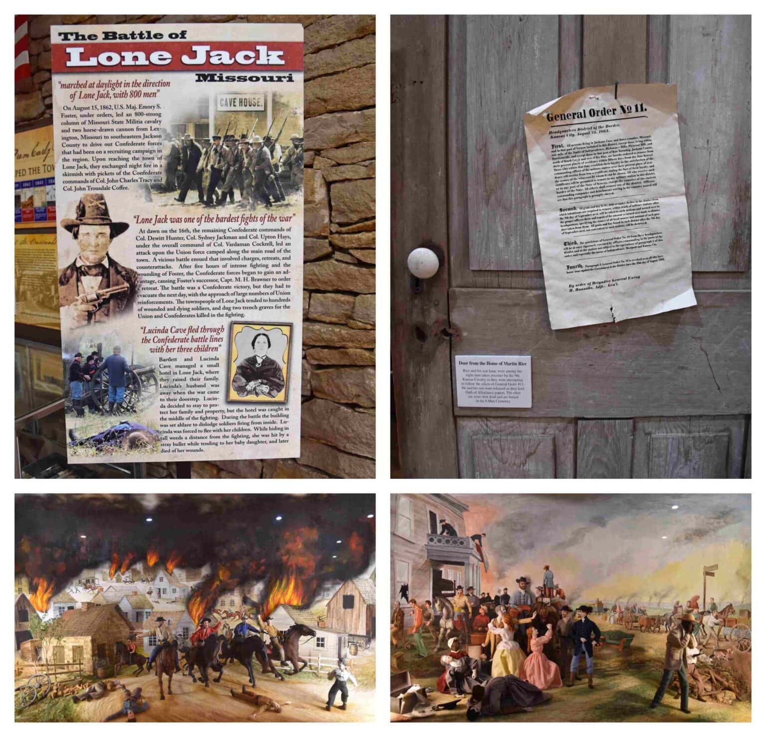 The Battle of Lone Jack Museum has exhibits that tell about Order No. 11, which forced families out of their homes.