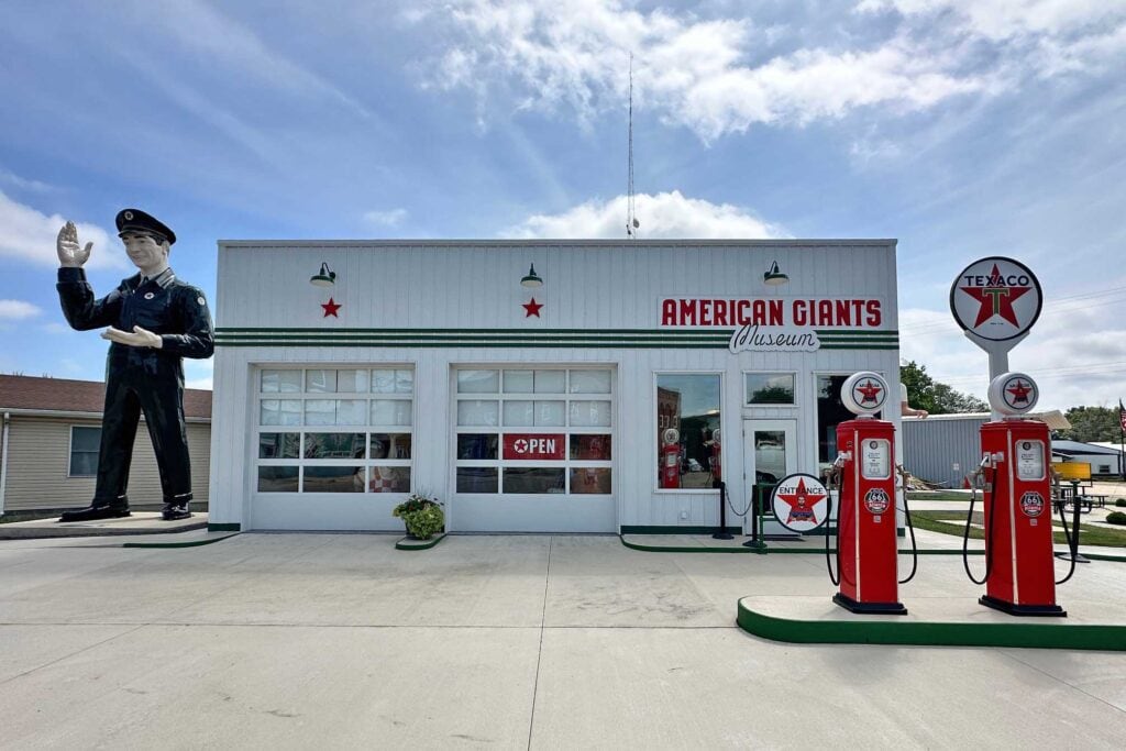 The Atlanta, Illinois Route 66 filling station has been turned into the American Giants Museum.