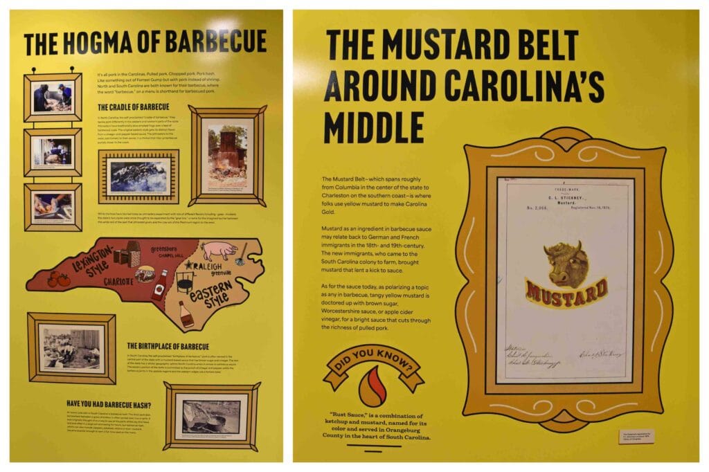This exhibits gives details about the mustard-style of barbecue found in the Carolinas.