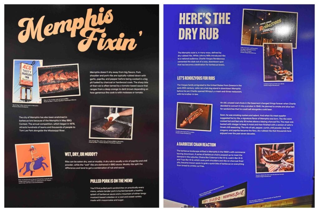 Memphis BBQ is explained in this two-part panel that speaks about dry rub ribs.
