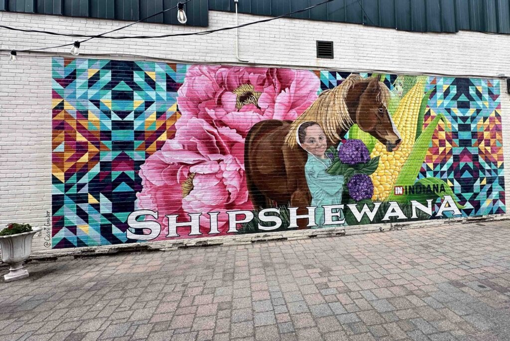 The spirit of a Shipshewana Indiana visit is captured in a mural.