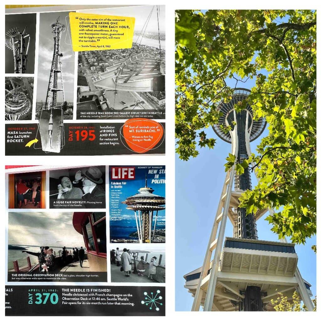 The completed Space Needle, in Seattle, is an easily recognizable landmark.