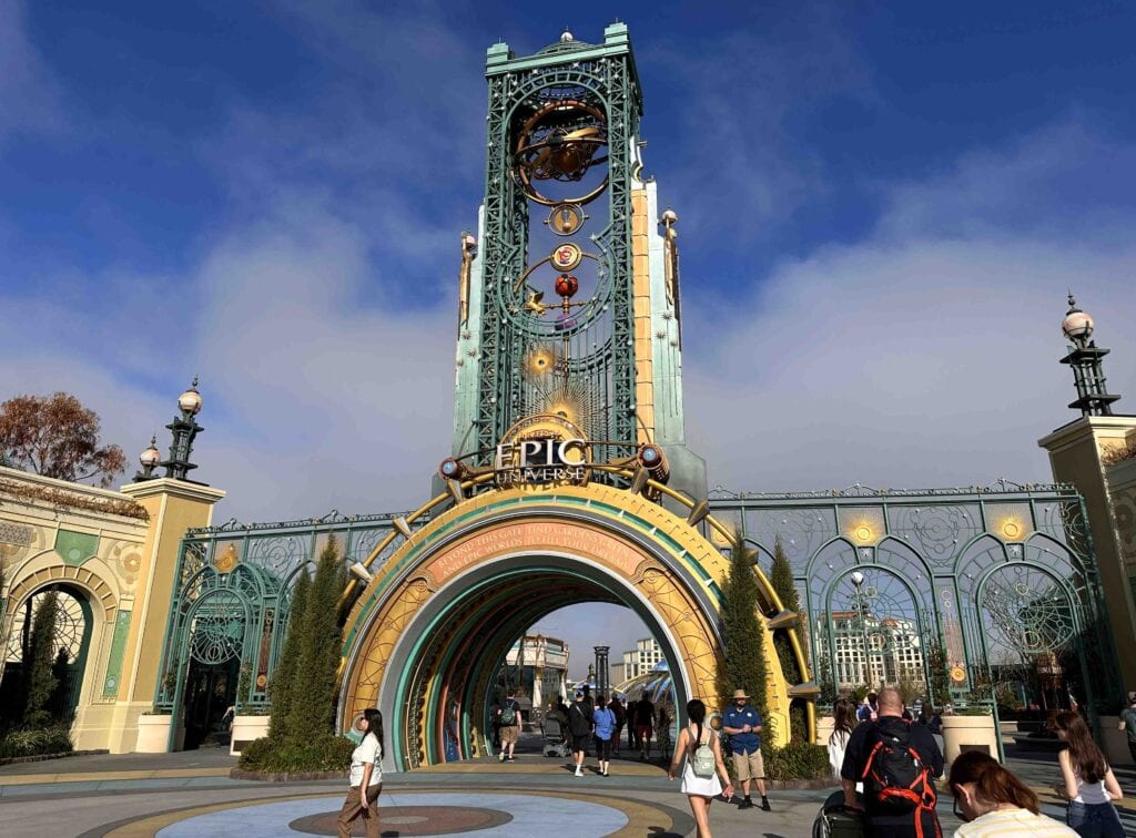 The entrance to Celestial Park, at Epic Universe, leads to a world of immersive fun.