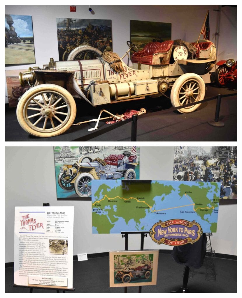 The Thomas Flyer is famous for its around-the-world racing record.