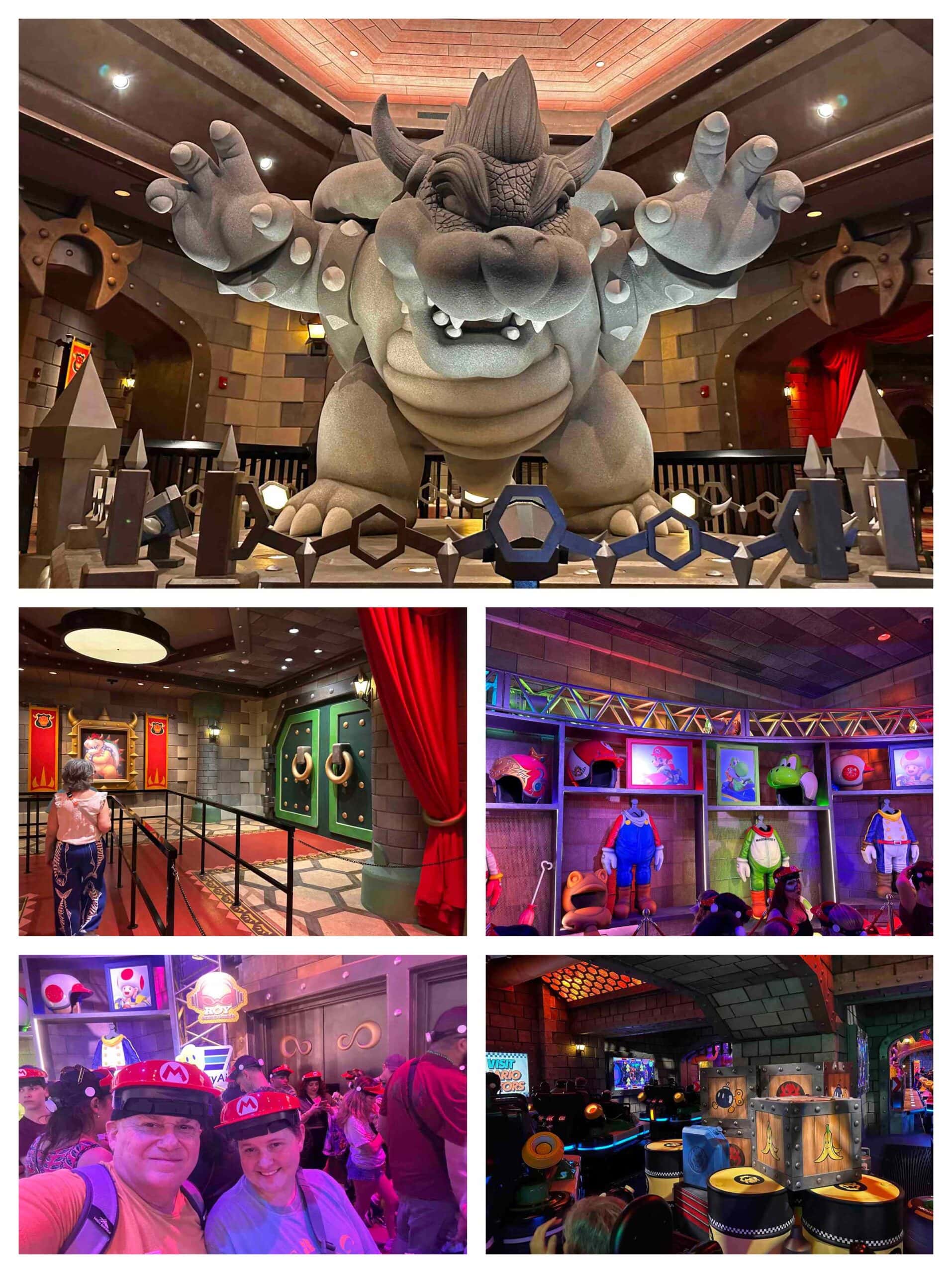 Bowser leads with a threatening scowl as we make our way through the ride queue.